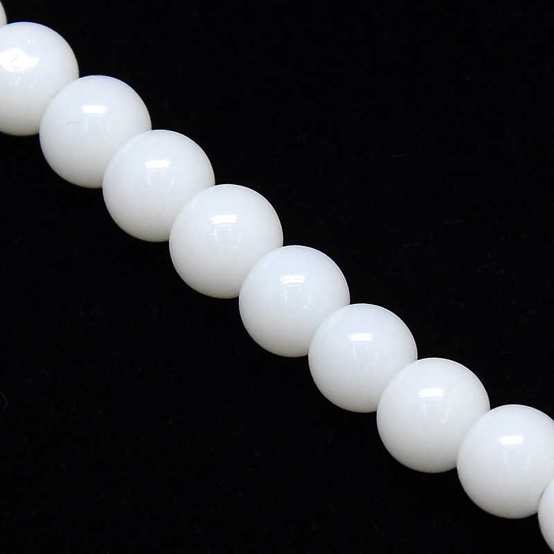PandaHall Opaque Solid Color Crystal Glass Round Beads Strands, White, 6mm, Hole: 1mm; about 69pcs/strand, 16.1" Glass Round White