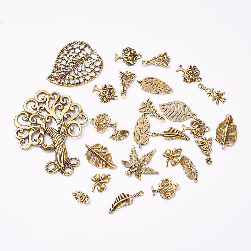 PandaHall Tibetan Style Alloy Pendants, Mixed Shapes, Nickel Free, Antique Bronze, 16~73x8~57x1~3mm, Hole: 1~5mm Alloy Mixed Shapes