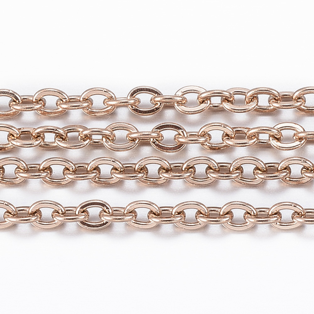PandaHall 304 Stainless Steel Cable Chains, with Spool, Rose Gold, 2.5x2x0.5mm; about 10m/roll Stainless Steel