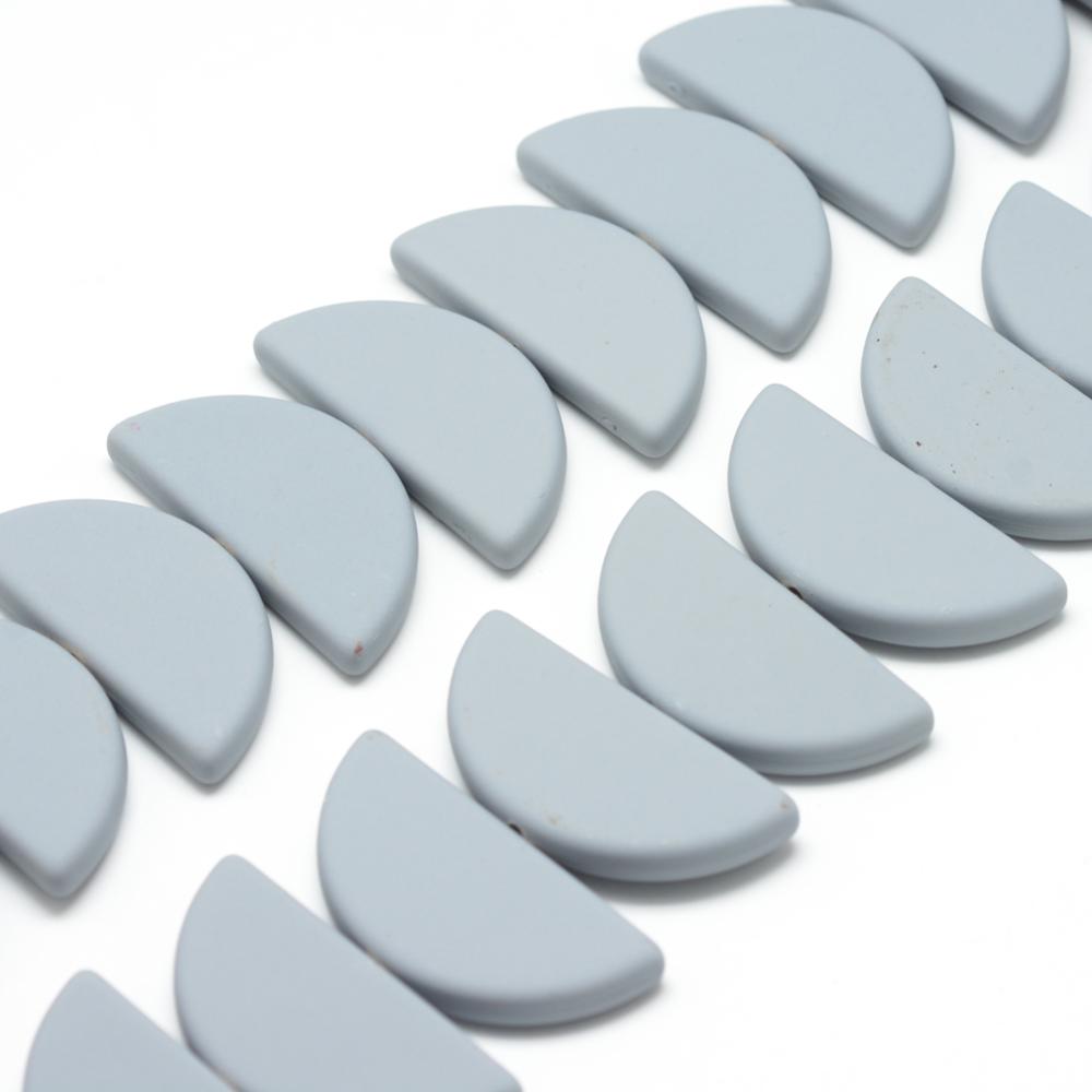 PandaHall Rubberized Style Acrylic Beads Strands, Half Round, LightBlue, 38x18x5mm, Hole: 2mm Acrylic Half Round Blue