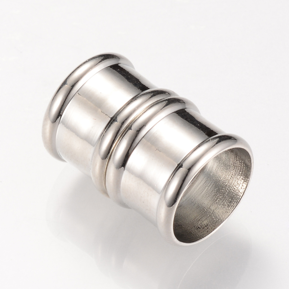 PandaHall Brass Magnetic Clasps, Column, Platinum, 21x14x14mm, Half Hole: 12mm Brass Column