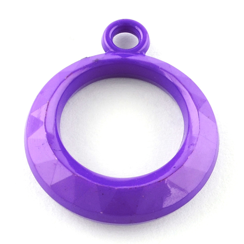 PandaHall Opaque Acrylic Pendants, Ring, Faceted, Indigo, 31x25.5x7.5mm, Hole: 3mm Acrylic Ring Purple