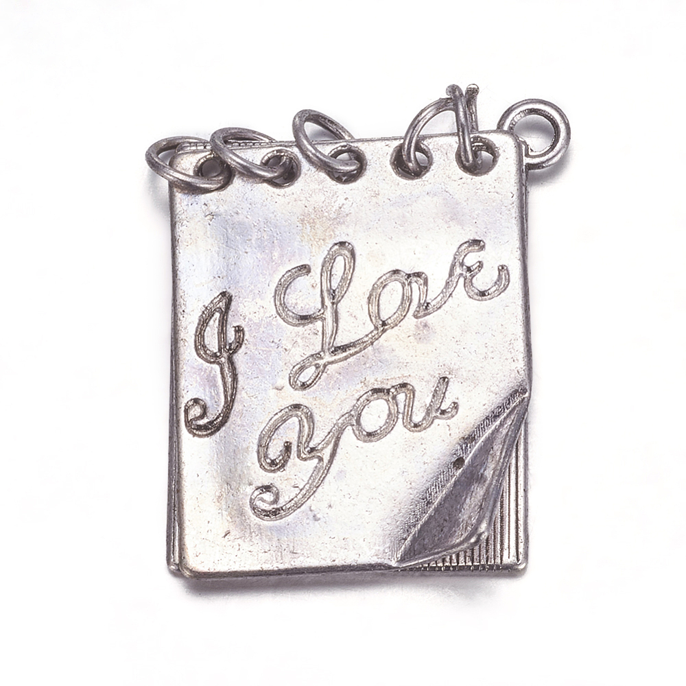 PandaHall Ideas for Valentines Day Gifts for Him Zinc Alloy Love Note Pendants,  I Love You, Lead Free & Nickel Free, Antique Silver...