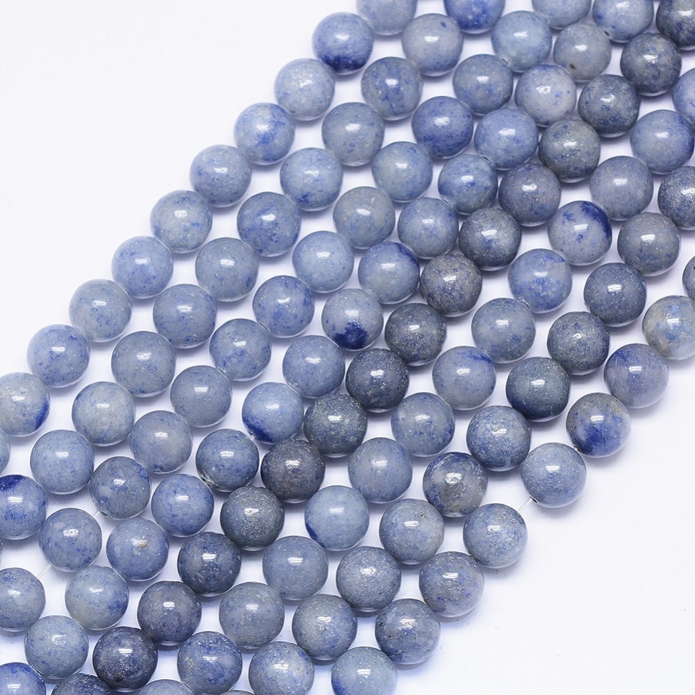 PandaHall Natural Blue Aventurine Bead Strands, Round, 8mm, Hole: 1mm; about 48pcs/strand, 15.74" Blue Aventurine Round Blue