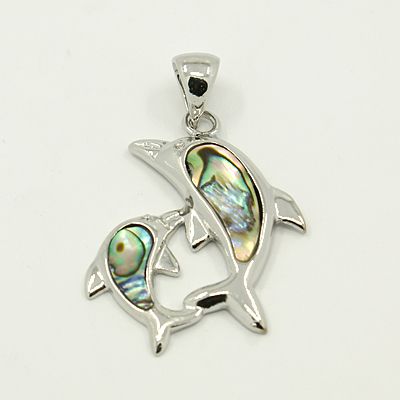 PandaHall Abalone/Paua Shell Pendants, with Brass Findings, Dolphin, Platinum Metal Color, Colorful, 37x28x3mm, Hole: 5x8mm Paua Shell...