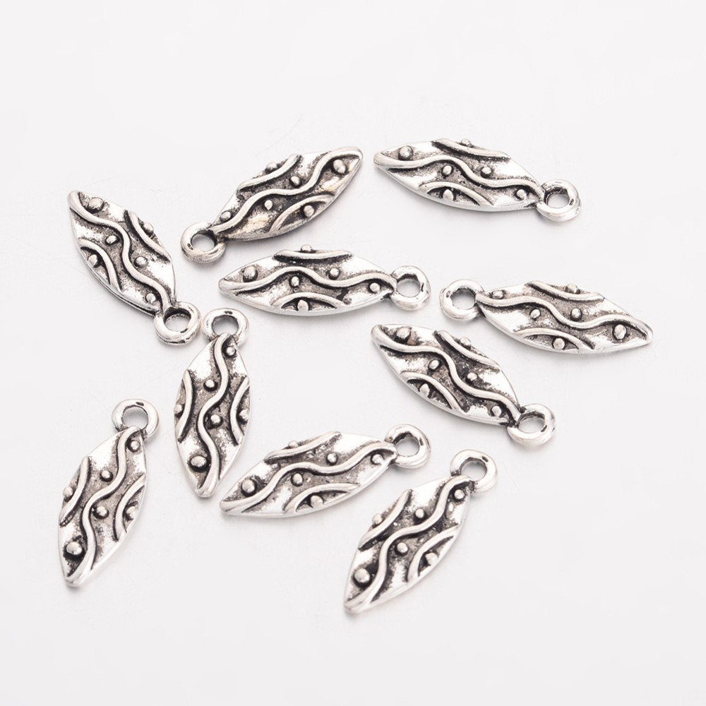 PandaHall Alloy Charms, Drop, Antique Silver, Lead Free, 17mm long, 6mm wide, 1.5mm thick, hole: 2mm Alloy Horse Eye