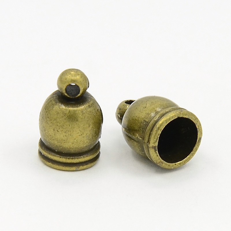 PandaHall Tibetan Style Cord Ends, Lead Free & Nickel Free, Column, Antique Bronze, 12x7x7mm, Hole: 1~6mm Alloy