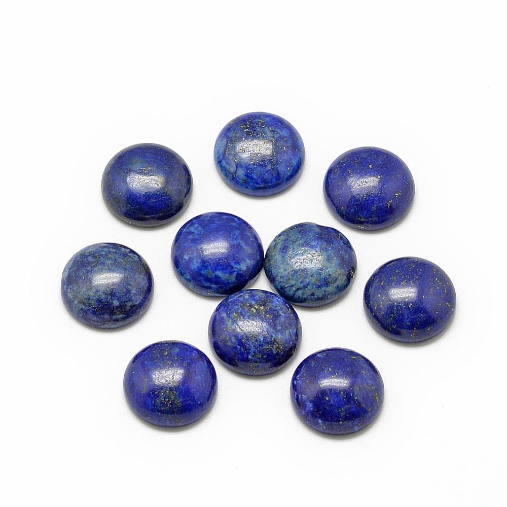 PandaHall Natural Lapis Lazuli Cabochons, Dyed, Half Round/Dome, 6x3~4mm Lapis Lazuli Half Round