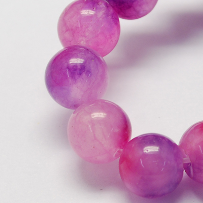 PandaHall Two Tone Natural Jade Bead Strands, Dyed, Round, PearlPink, 10mm; Hole: 1mm, about 38pcs/strand, 14.9" Other Jade Round Pink