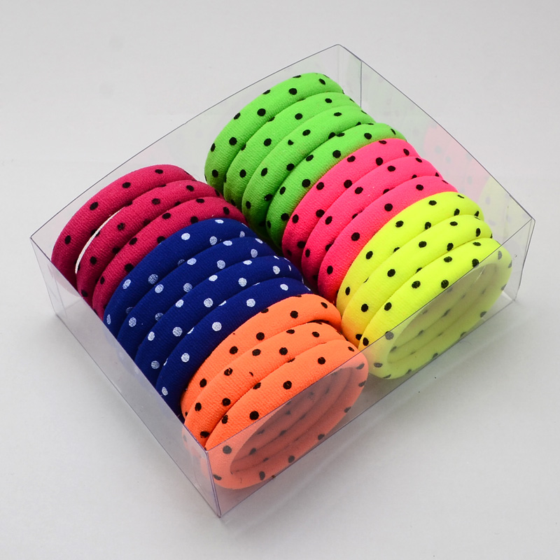 PandaHall Girls Hair Accessories Ponytail Holder Elastic Fibre Hair Ties, Mixed Color, 40mm; 20pcs/box Elastic Fibre Multicolor