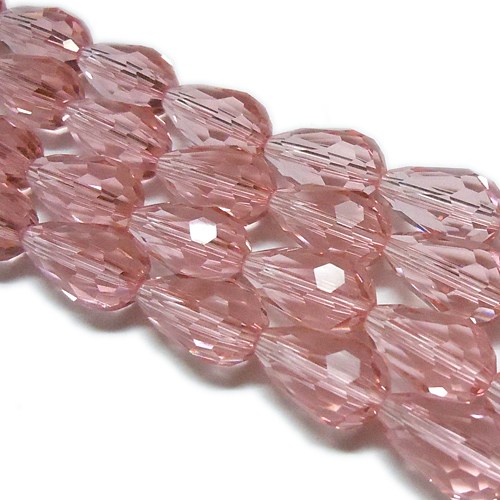 PandaHall Glass Beads Strands, Faceted, Drop, IndianRed, 12x8mm; Hole: 1mm, about 60pcs/strand, 28.3" Glass Drop Red