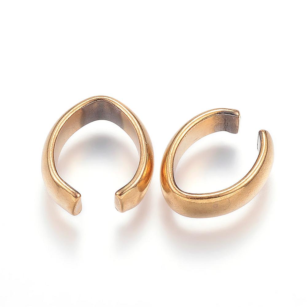 PandaHall 304 Stainless Steel Snap On Bails, Golden, 13x12x4mm; Inner Size: 11x8.5mm Stainless Steel