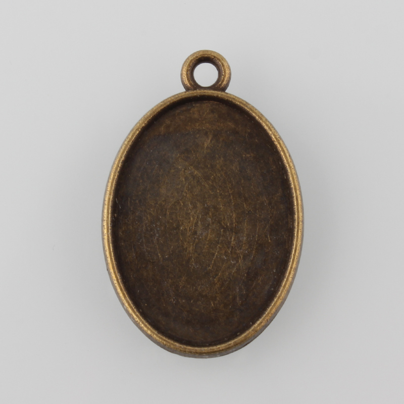 PandaHall Tibetan Style Antique Bronze Alloy Flat Oval Pendant Cabochon Settings, Nickel Free, Tray: 25x18mm; 32x21x3mm, Hole: 2mm; about...