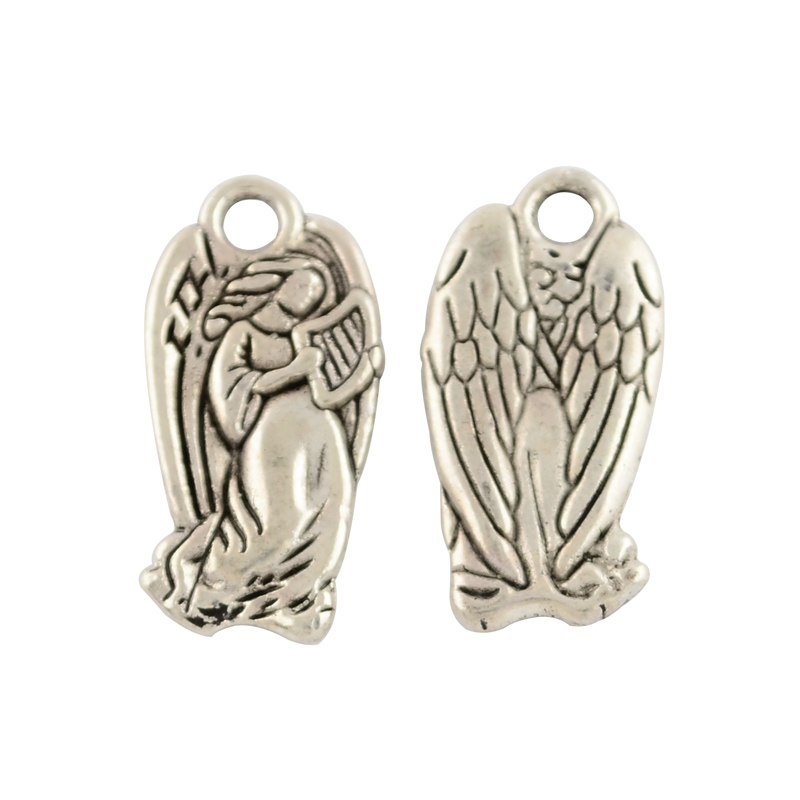 PandaHall Tibetan Style Alloy Angel Pendants, Lead Free & Cadmium Free, Antique Silver, 22.5x11x2.5mm, Hole: 2.5mm Alloy Angel & Fairy