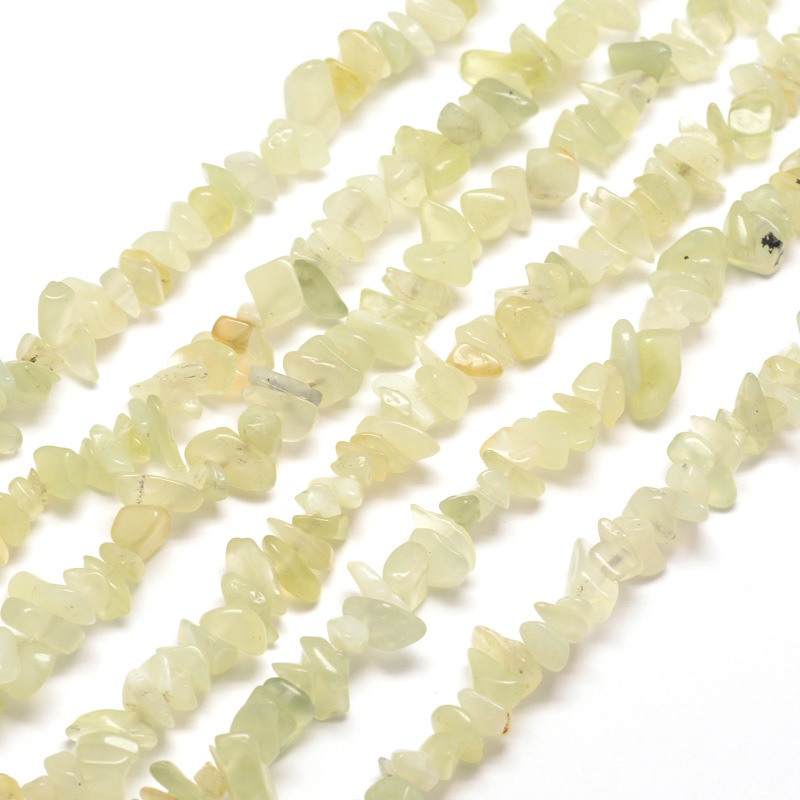 PandaHall Natural New Jade Chip Bead Strands, 5~8x5~8mm, Hole: 1mm; about 31.5" New Jade Chip