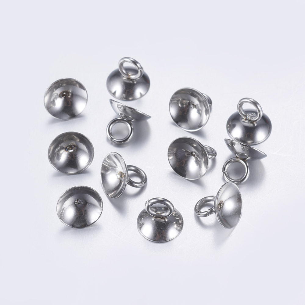 PandaHall 304 Stainless Steel Bails For Globe Glass Bubble Cover Pendants, Stainless Steel Color, 7x8mm, Hole: 3mm; Inner Diameter: 7.5mm...
