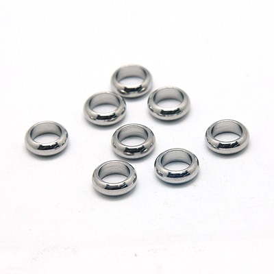 PandaHall 304 Stainless Steel Beads, Ring, 8x2.5mm, Hole: 5mm Stainless Steel Ring