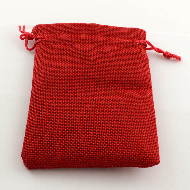 PandaHall Burlap Packing Pouches Drawstring Bags, Red, 18x13cm Cloth Red