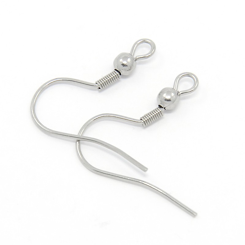 PandaHall 304 Stainless Steel Earring Hooks, Stainless Steel Color, 20.5x20x3mm, Hole: 2.5x2mm; Pin: 0.8mm Stainless Steel