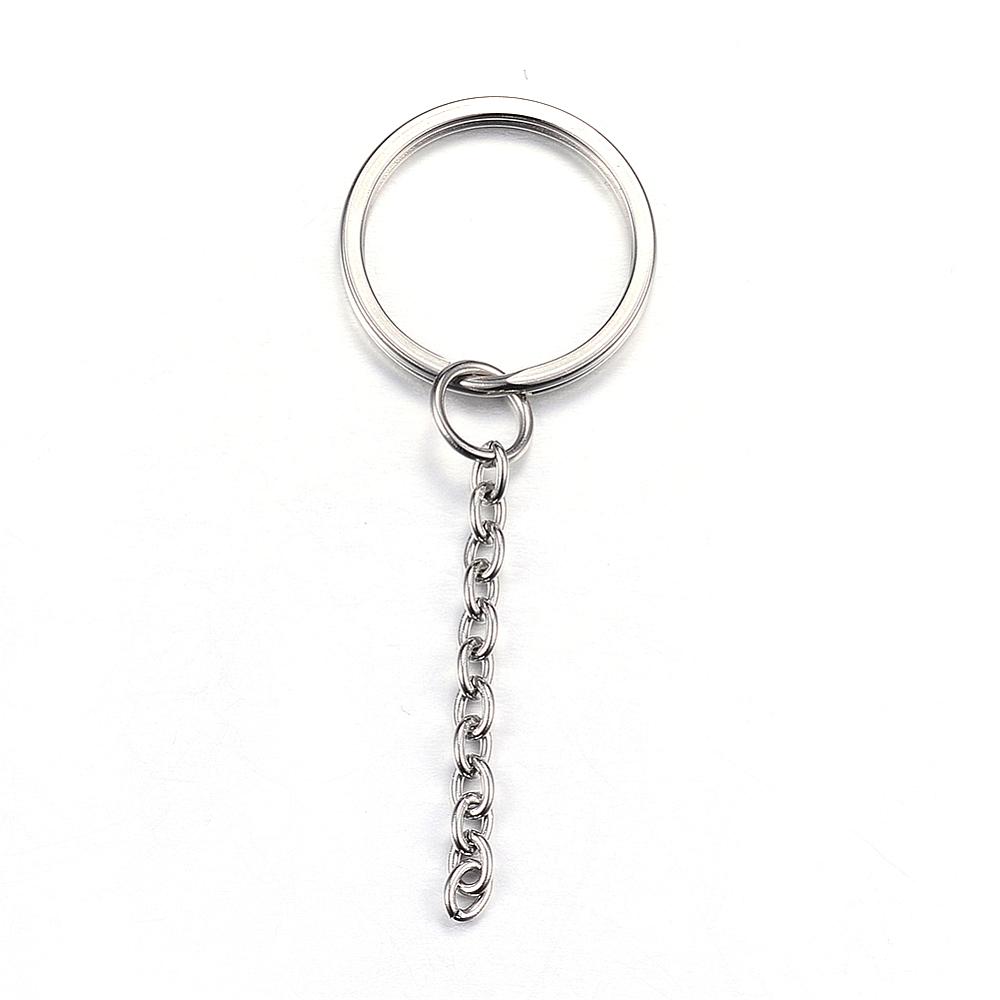 PandaHall 304 Stainless Steel Key Chain Ring, Stainless Steel Color, 68mm Stainless Steel Ring