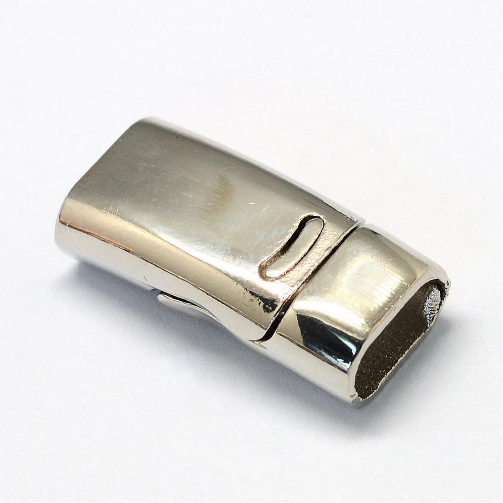 PandaHall Alloy Magnetic Clasps, Rectangle, Platinum, 26x12.5x7mm, Half Hole: 5x10mm Alloy Rectangle