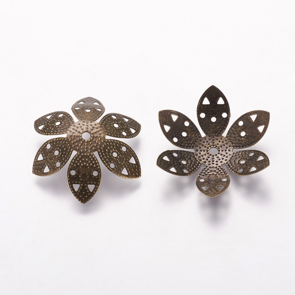 PandaHall Bead Caps, Nickel Free, Antique Bronze, about 23mm in diameter, 11mm high, hole: 2mm Iron