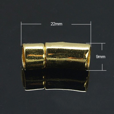 PandaHall Alloy Magnetic Clasps, Column, Golden, 22x9mm, Hole: 6mm Alloy Column