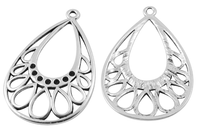 PandaHall Alloy Pendant Rhinestone Settings, Drop, Lead Free and Cadmium Free, Antique Silver, 39mm long, 25.5mm wide, 1.5mm thick, hole...