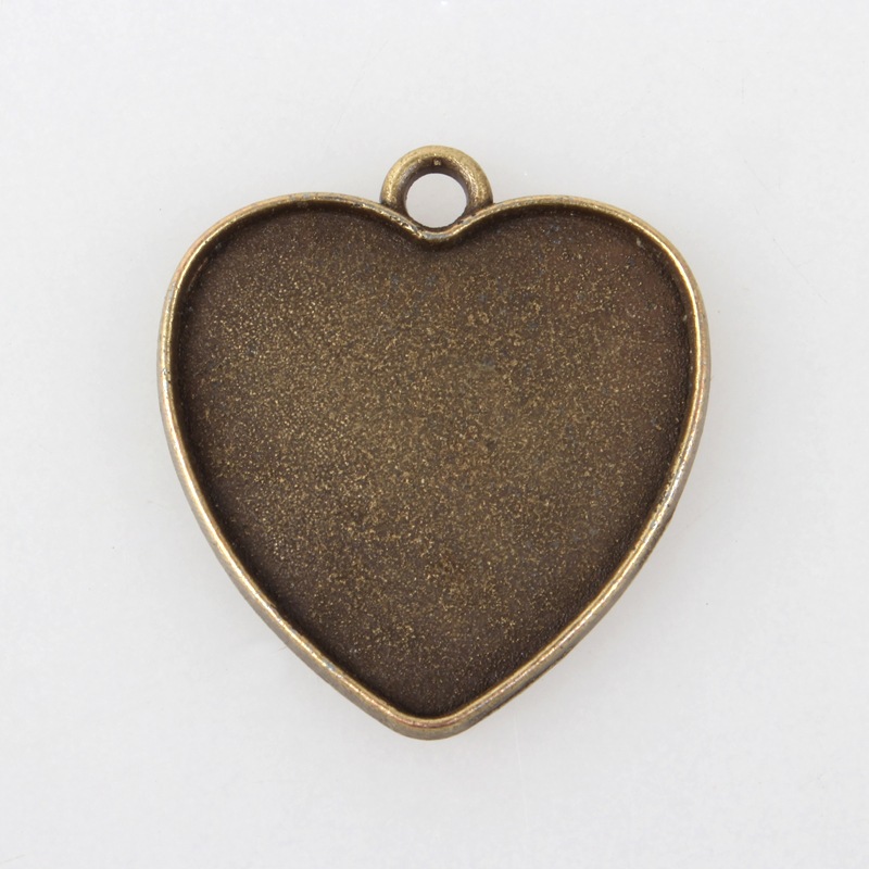 PandaHall Vintage Tibetan Style Alloy Heart Pendant Cabochon Bezel Settings, Nickel Free, Antique Bronze, Heart Tray: 25x23mm; 29x27x2mm...