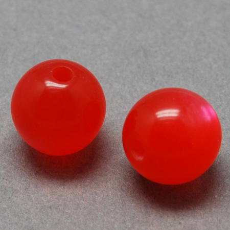 PandaHall Round Imitation Cat Eye Resin Beads, Red, 11.5~12x11mm, Hole: 2.5mm Resin Round Red