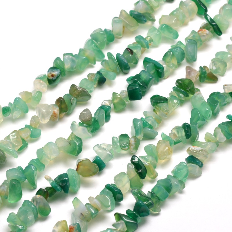 PandaHall Natural Green Onyx Agate Chip Bead Strands, Dyed & Heated, 5~8x5~8mm, Hole: 1mm; about 31.5" Natural Agate Chip