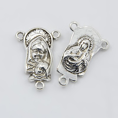 PandaHall Tibetan Style Links, Jesus, Lead Free, Cadmium Free and Nickel Free, Antique Silver, 22mm long, 15mm wide, 5mm thick hole: 1mm...