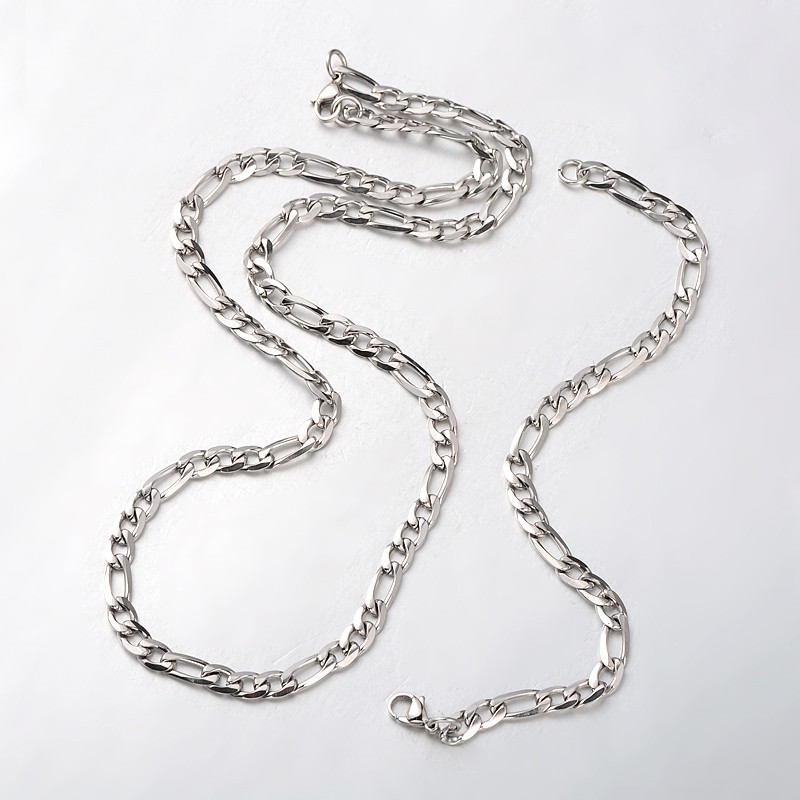PandaHall 304 Stainless Steel Figaro Chain Necklaces and Bracelets Sets, with Stainless Steel Lobster Clasps, Faceted, Stainless Steel Color...
