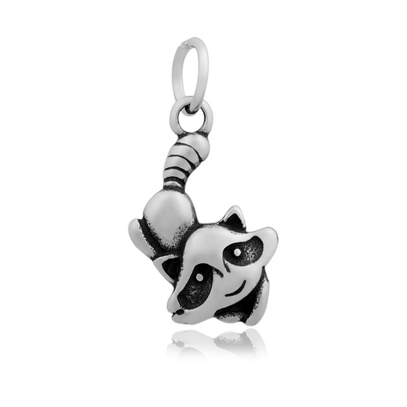 PandaHall Raccoon 316 Stainless Steel Pendants, Antique Silver, 21x12x3mm, Hole: 5mm; Jumpring: 7x1mm Stainless Steel Animal