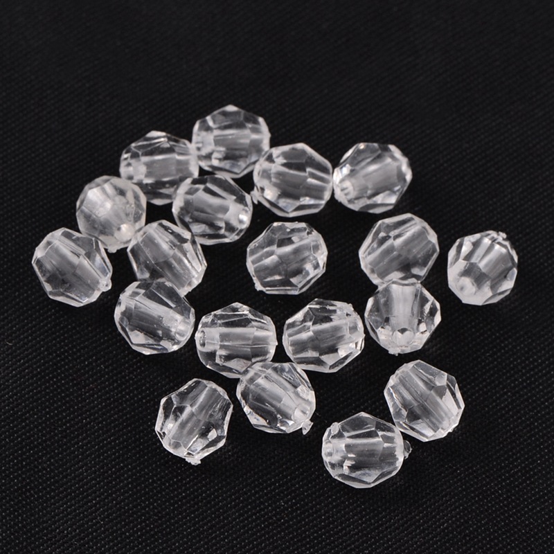 PandaHall Round Shaped Transparent Acrylic Faceted Beads, Clear, 6mm in diameter, hole: 1.5mm Acrylic Round Clear