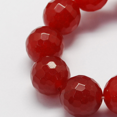 PandaHall Natural Jade Bead Strands, Dyed, Faceted, Round, DarkRed, 8mm; Hole: 1mm, about 48pcs/strand, 14.9" Other Jade Round Red