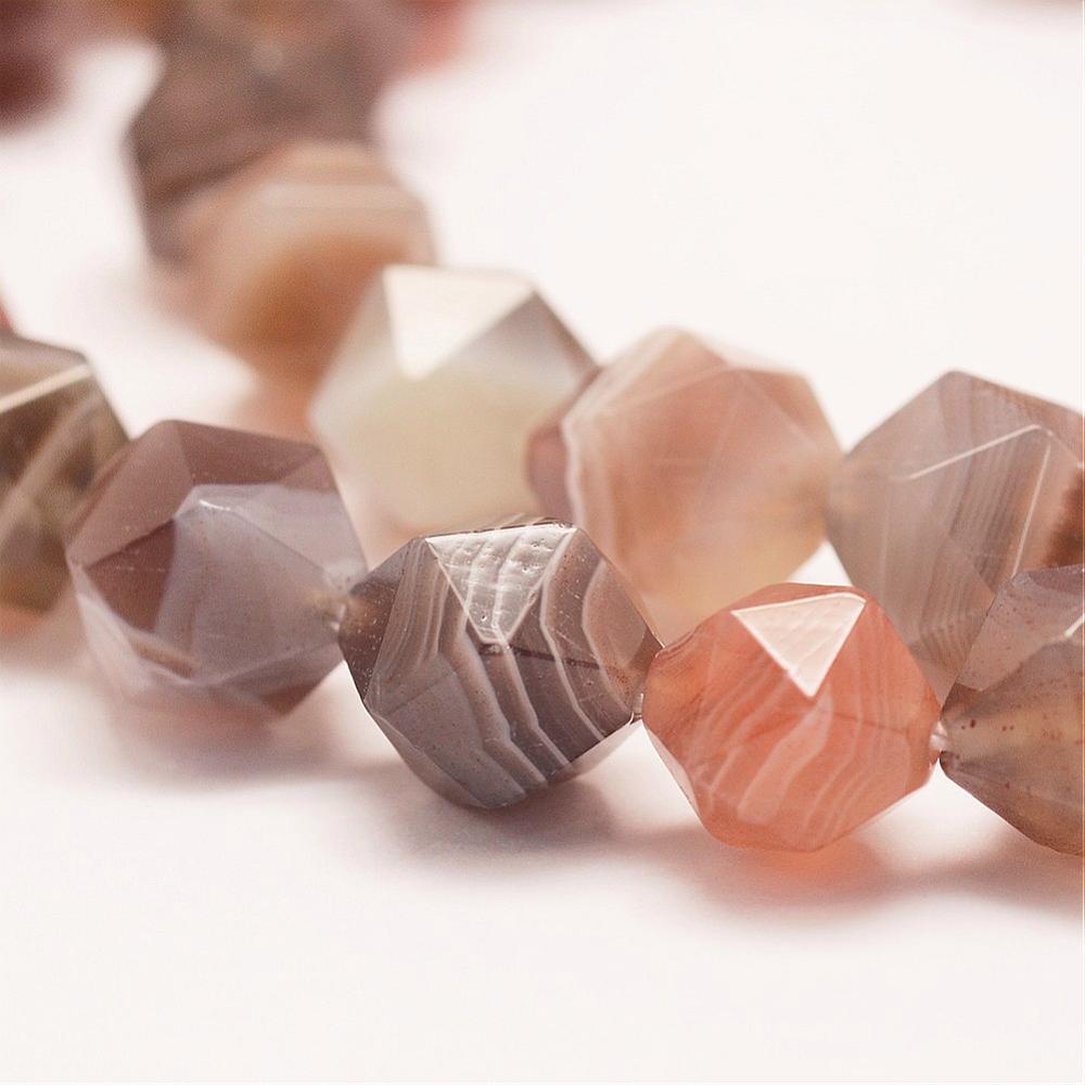PandaHall Natural Botswana Agate Beads Strands, Polygon, Faceted, 5.5~6mm, Hole: 1mm; about 69pcs/strand, 15.16''(38.5cm) Botswana Agate...