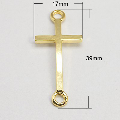 PandaHall Alloy Links, Cross, Golden, 39x17x2mm, Hole: 3mm Alloy Cross