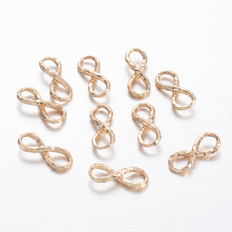 PandaHall Infinity Light Gold Plating Brass Links, 13x6x3mm, Hole: 4x3mm Brass Infinity