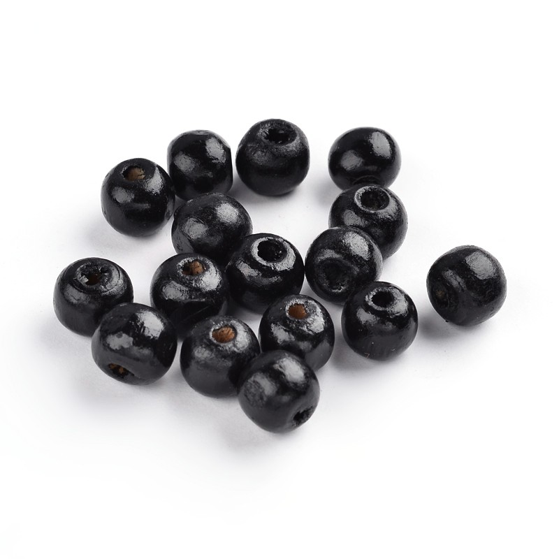 PandaHall Wood Beads, Drum, Lead Free, Dyed, Black, about 8.5mm high, hole: 3.5mm Wood Drum Black