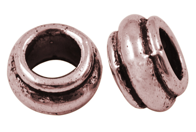 PandaHall Tibetan Style Bead Spacers, Lead Free & Nickel Free & Cadmium Free, Rondelle, Red Copper Color, Size: about 12mm in diameter, 7mm...