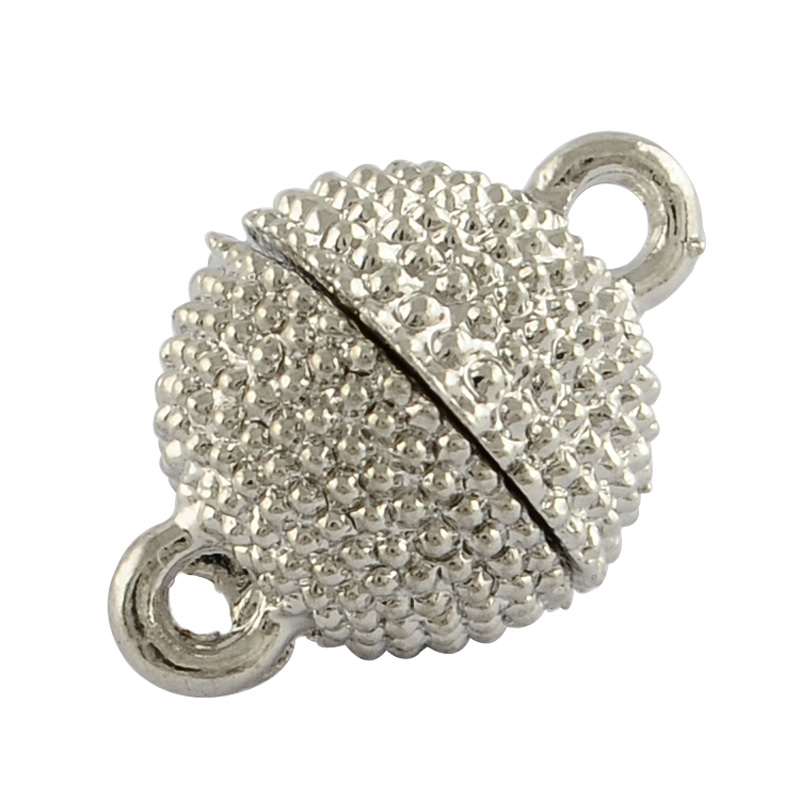 PandaHall Round Alloy Magnetic Clasps, Platinum, 15x10mm, Hole: 2mm Alloy Round