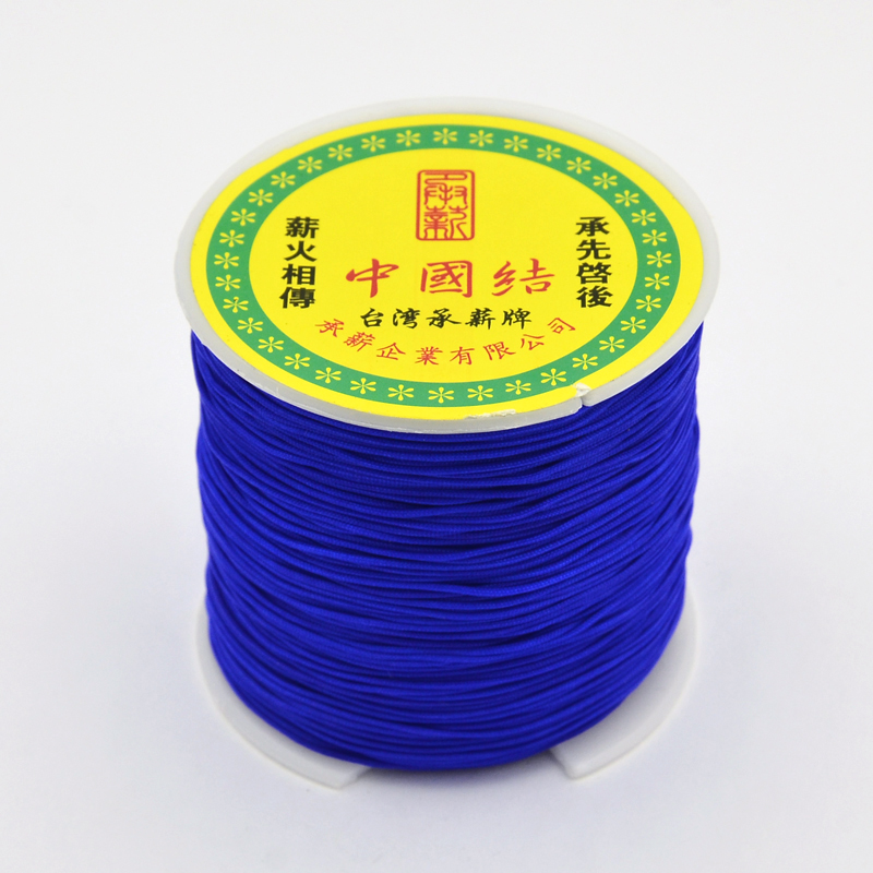 PandaHall Round String Thread Polyester Fibre Cords, Blue, 0.7mm, about 100m/roll Polyester Blue