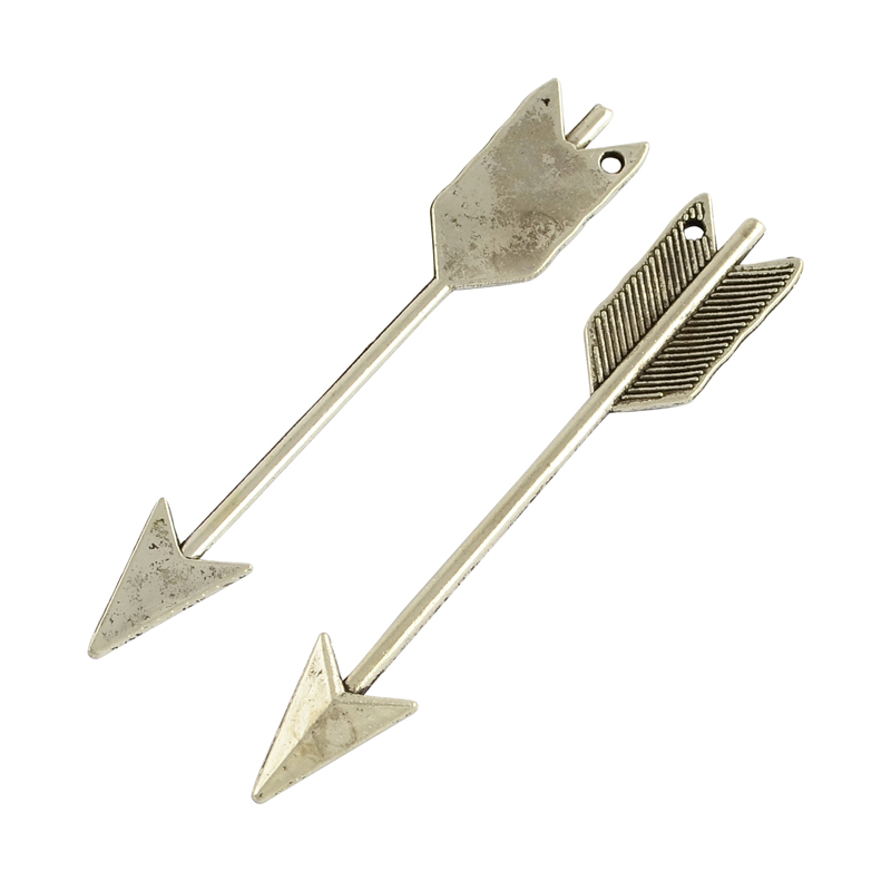 PandaHall Tibetan Style Alloy Arrow Big Pendants, Lead Free, Antique Silver, 64x11.5x2mm, Hole: 2mm Alloy Sports Goods