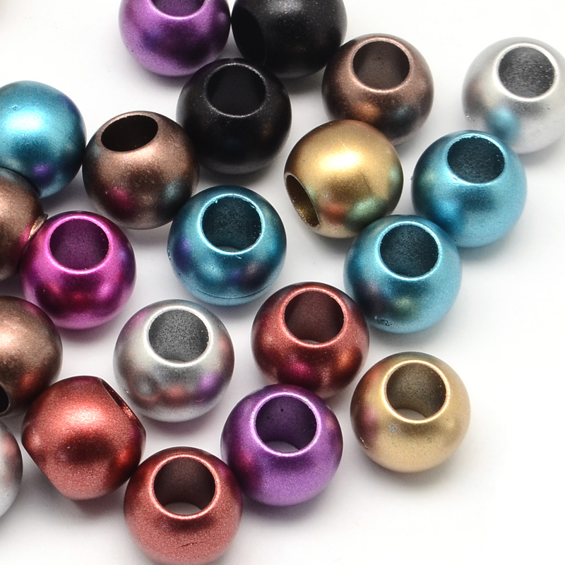 PandaHall Matte Rondelle Spray Painted Acrylic Beads, Large Hole Beads, Mixed Color, 14x11mm, Hole: 6mm; about 320pcs/500g Acrylic Rondelle...
