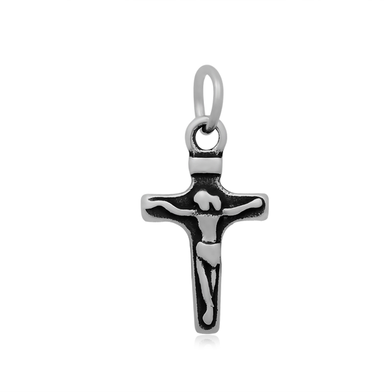 PandaHall Crucifix Cross 316 Stainless Steel Pendants, Antique Silver, 21.5x13x3mm, Hole: 5mm; Jumpring: 7x1mm Stainless Steel Cross