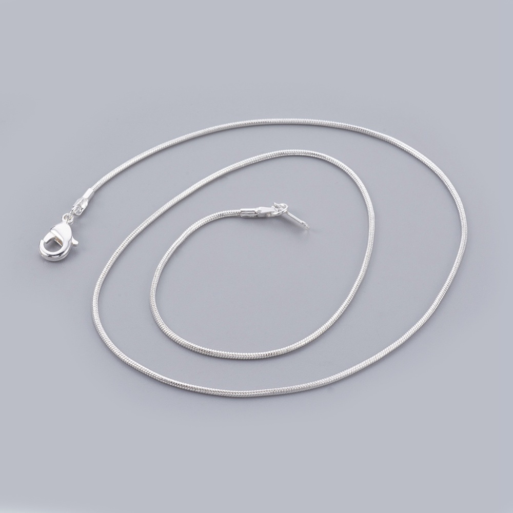 PandaHall Silver Color Brass Necklace Making, with Brass Links and Alloy Lobster Claw Clasps, about 1.2mm thick, 17" Brass