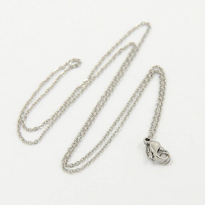 PandaHall Stainless Steel Necklaces, with Lobster Claw Clasps, Stainless Steel Color, 17.7"(45cm) Stainless Steel