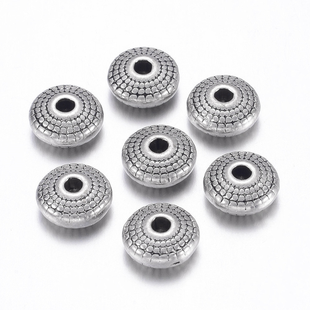 PandaHall Tibetan Silver Spacer Beads, Lead Free & Cadmium Free, Oval, Antique Silver, about 8mm in diameter, 4mm thick, hole: 1.5mm Alloy...