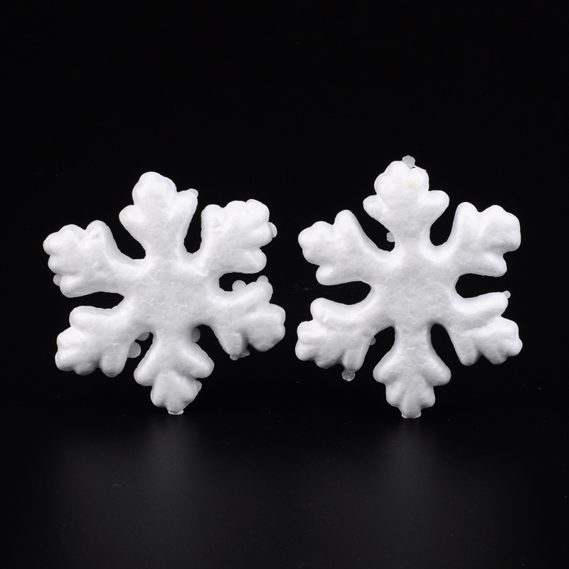 PandaHall Snowflake For Christmas Modelling Polystyrene Foam/Styrofoam DIY Decoration Crafts, White, 73x62x12mm Plastic White